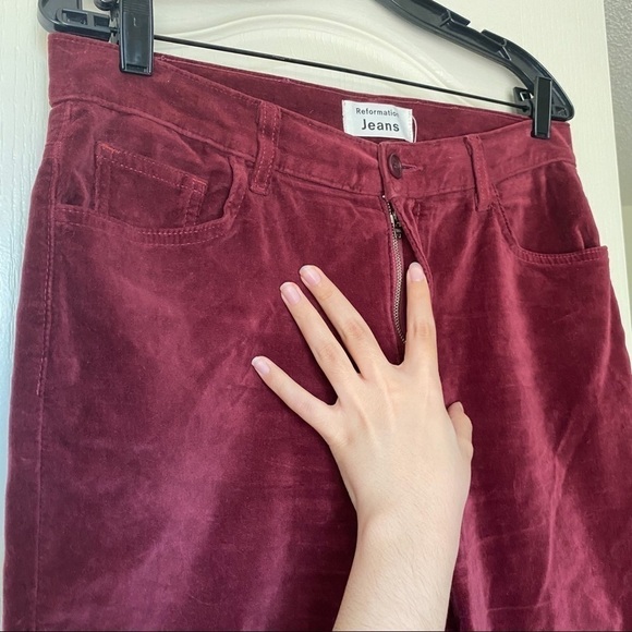 Reformation Pant Rebecca Velvet High Rise Skinny Aubergine 31 GUC - Picture 5 of 7